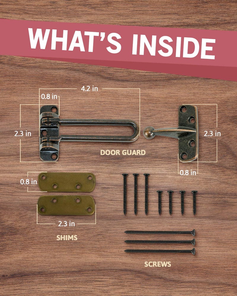 JD Jack N'Drill Jack Nâ€™ Drill Swing Bar Door Lock Durable Door Guard for Back & Front Doors, Childproof Door Security Made from Reinforced Diecast Metal for Home Security (Oil Rubbed Bronze, 2 Pack) - Image 2